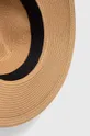 beżowy Kapelusz damski pleciony z ozdobną aplikacją kolor beżowy