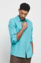 Koszula bawełniana męska gładka kolor turkusowy