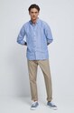 Odzież Koszula lniana męska z kołnierzykiem button-down kolor niebieski RS23.KDM071 niebieski