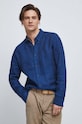 Koszula lniana męska z kołnierzykiem button-down kolor granatowy RS23.KDM071 granatowy