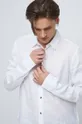 Ľanová košeľa pánska biela farba Pánsky