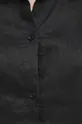 Koszula lniana damska gładka kolor czarny Damski