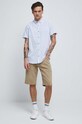 Odzież Koszula lniana męska z kołnierzykiem button-down kolor niebieski RS23.KKM070 niebieski