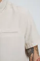 Koszula lniana męska z kołnierzykiem button-down kolor beżowy beżowy