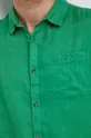 Koszula lniana męska z kołnierzykiem klasycznym kolor zielony zielony