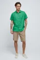 Ľanová košeľa pánska zelená farba  100 % Bavlna