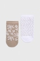 Skarpetki damskie bawełniane w kwiaty (2-pack) kolor beżowy skarpetki krótkie beżowy RS23.LGD505