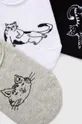 Skarpetki męskie bawełniane w koty (3-pack) kolor biały biały