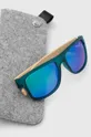 Okulary męskie przeciwsłoneczne z powłoką Revo kolor turkusowy Materiał zasadniczy: 50 % Poliwęglan, 50 % włókno bambusowe, Inne materiały: 100 % Triacetat