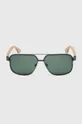 Okulary męskie przeciwsłoneczne z polaryzacją kolor czarny Oprawki: 50 % Drewno, 50 % Metal, Szkła: 100 % Triacetat