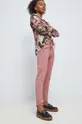 różowy Spodnie dresowe damskie gładkie kolor różowy Damski