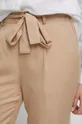 beżowy Spodnie damskie gładkie kolor beżowy