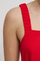 Šaty s prímesou ľanu dámske červená farba Dámsky
