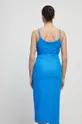 Sukienka lniana damska gładka kolor niebieski 55 % Len, 45 % Wiskoza