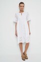 Sukienka bawełniana damska z ozdobnym haftem kolor biały RS23.SUDB90 biały RS23