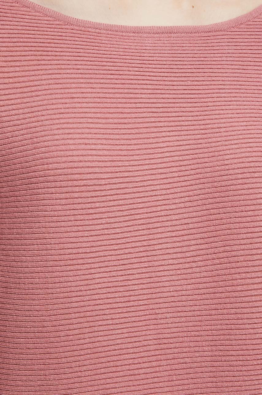 Sweter damski prążkowany kolor różowy Damski