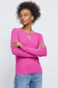 różowy Sweter damski prążkowany kolor różowy