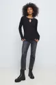 Sweter damski prążkowany kolor czarny czarny