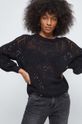 czarny Sweter damski z fakturą kolor czarny Damski