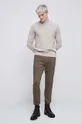 Sweter męski z fakturą kolor beżowy beżowy