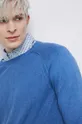 niebieski Sweter męski z fakturą kolor niebieski