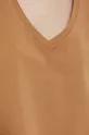 T-shirt bawełniany damski gładki z domieszką elastanu kolor beżowy Damski
