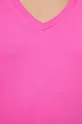 T-shirt bawełniany damski gładki z domieszką elastanu kolor różowy Damski