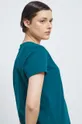 T-shirt bawełniany damski gładki z domieszką elastanu kolor zielony 96 % Bawełna, 4 % Elastan