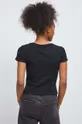 T-shirt damski z fakturą kolor czarny 98 % Bawełna, 2 % Elastan