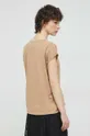 T-shirt bawełniany damski gładki kolor beżowy 100 % Bawełna