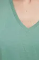 T-shirt bawełniany damski gładki kolor zielony Damski
