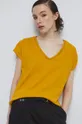 żółty T-shirt bawełniany damski gładki kolor żółty