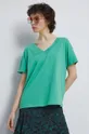 Bavlněné tričko zelená barva zelená