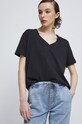 T-shirt bawełniany damski kolor czarny czarny RS23.TSD072