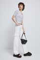 T-shirt bawełniany damski prążkowany z domieszką elastanu kolor biały RS23.TSD074 biały