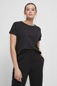T-shirt bawełniany damski gładki kolor czarny czarny RS23.TSD091