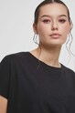 T-shirt bawełniany damski gładki kolor czarny RS23.TSD091 czarny
