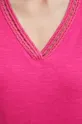 różowy T-shirt bawełniany damski gładki kolor różowy