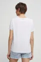 T-shirt bawełniany damski gładki z domieszką elastanu kolor biały 95 % Bawełna, 5 % Elastan