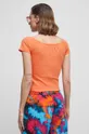 T-shirt bawełniany damskie prążkowany z domieszką elastanu kolor pomarańczowy 95 % Bawełna, 5 % Elastan