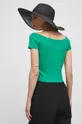T-shirt bawełniany damskie prążkowany z domieszką elastanu kolor zielony 95 % Bawełna, 5 % Elastan