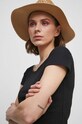 T-shirt bawełniany damskie prążkowany z domieszką elastanu kolor czarny czarny RS23.TSD0C0