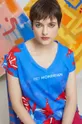 niebieski T-shirt bawełniany damski Eviva L'arte kolor niebieski
