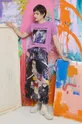 T-shirt bawełniany damski Eviva L'arte kolor fioletowy winogronowy