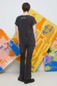 T-shirt bawełniany damski Eviva L'arte kolor czarny 100 % Bawełna