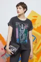 czarny T-shirt bawełniany damski Eviva L'arte kolor czarny