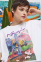 T-shirt bawełniany damski z domieszką elastanu Eviva L'arte kolor biały biały RS23.TSD262