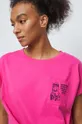 różowy T-shirt bawełniany damski by Michalina Tańska kolor różowy