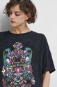 T-shirt bawełniany damski z nadrukiem kolor szary RS23.TSD402 szary