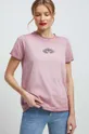 różowy T-shirt bawełniany damski z nadrukiem kolor różowy